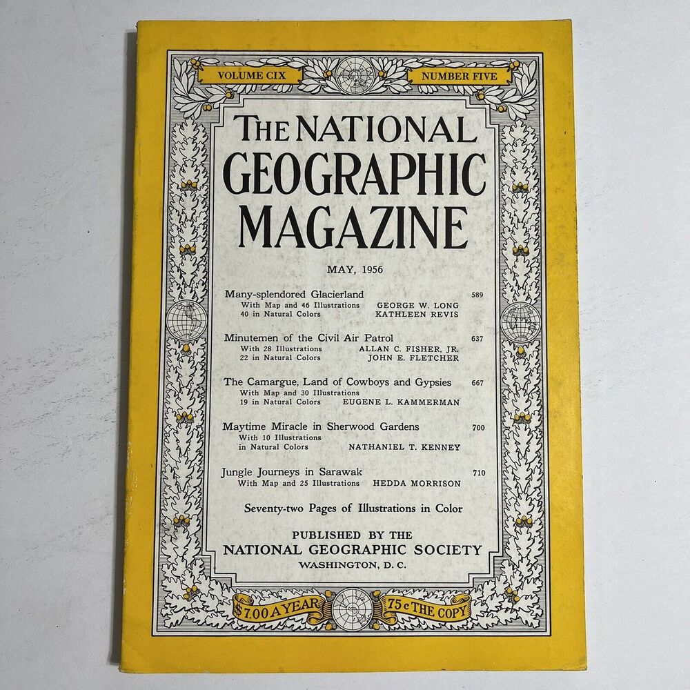 Vintage National Geographic Magazine May 1956 Glacierland Minutement Camargue
